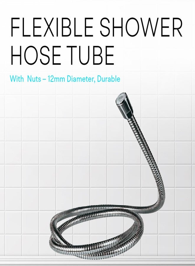 Jaquar 1.5M Flexible Shower Hose Tube with Nuts - 12mm Diameter, Durable & Easy-to-Install Bathroom Plumbing Accessory, Sliver, Chrome Finish - Image 2
